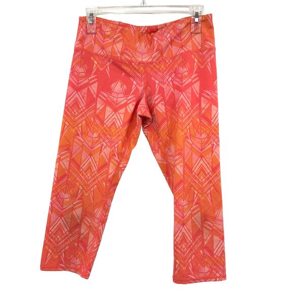 Alo Size Medium Leggings Pink‎ Geometric Capri Cropped Athletic Gym Running - Picture 1 of 5